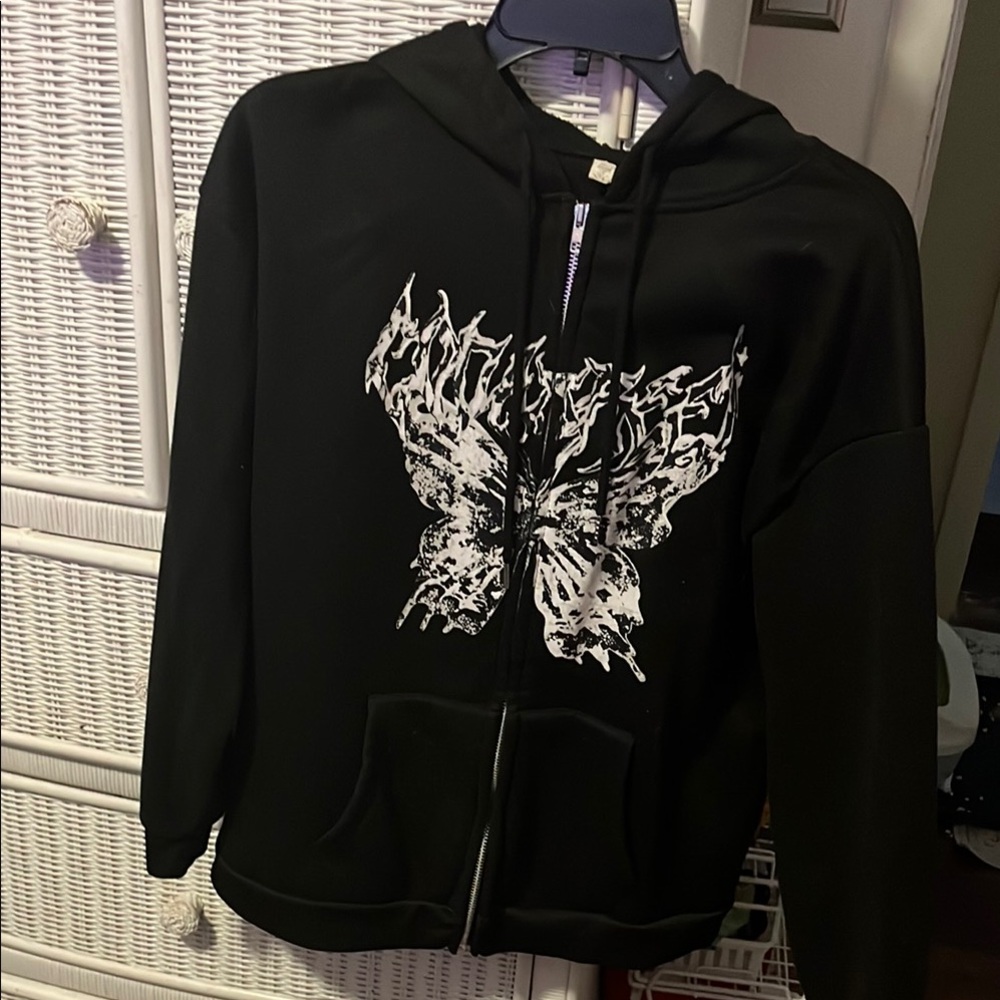 Black Hoodie with White Graphic
